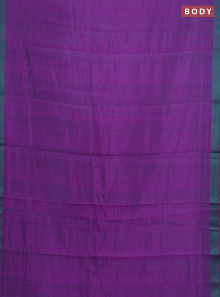 Purple & Teal Green Semi Raw Silk Saree