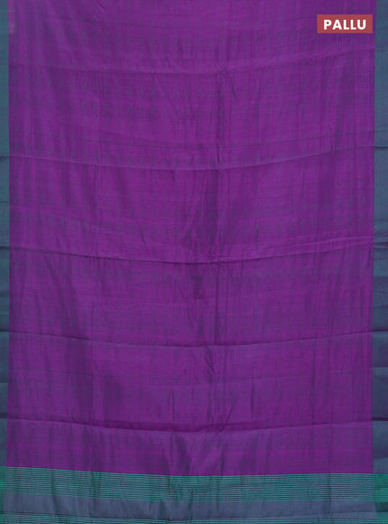 Purple & Teal Green Semi Raw Silk Saree