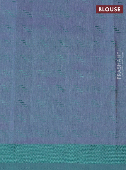 Purple & Teal Green Semi Raw Silk Saree