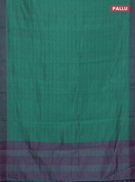 Teal Green & Purple Semi Raw Silk Saree