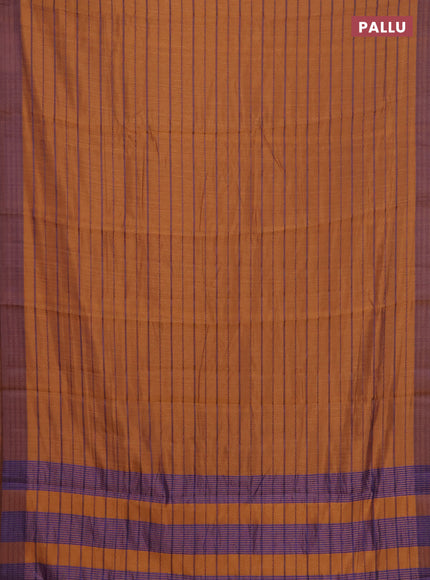 Rust & Violet Semi Raw Silk Saree