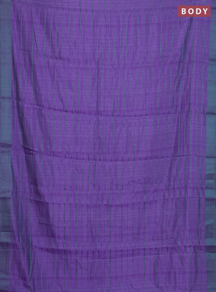 Purple & Teal Green Semi Raw Silk Saree
