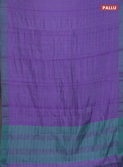 Purple & Teal Green Semi Raw Silk Saree