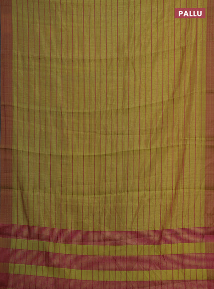 Lime Green & Pink Semi Raw Silk Saree
