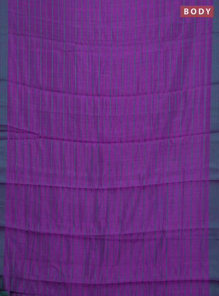 Purple & Teal Green Semi Raw Silk Saree