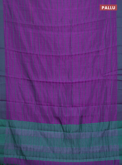 Purple & Teal Green Semi Raw Silk Saree