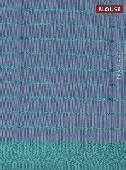 Purple & Teal Green Semi Raw Silk Saree