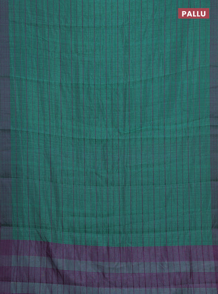 Teal Green & Purple Semi Raw Silk Saree