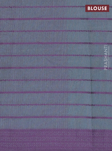 Teal Green & Purple Semi Raw Silk Saree