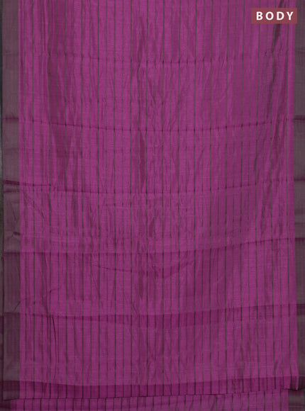 Magenta Pink & Green Semi Raw Silk Saree