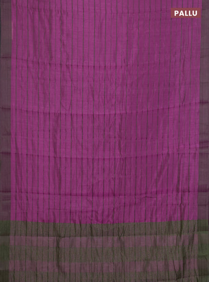 Magenta Pink & Green Semi Raw Silk Saree