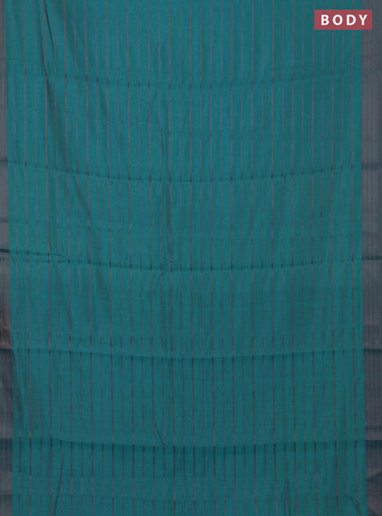 Teal Blue & Rust Semi Raw Silk Saree