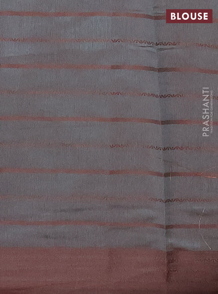 Teal Blue & Rust Semi Raw Silk Saree
