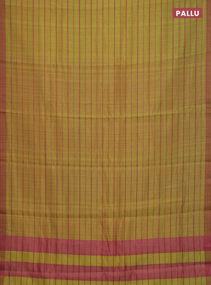 Mustard Yellow & Pink Semi Raw Silk Saree