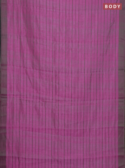 Pink & Green Semi Raw Silk Saree