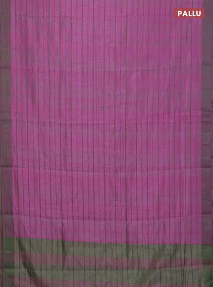 Pink & Green Semi Raw Silk Saree