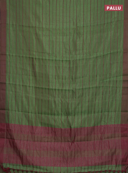 Green & Pink Semi Raw Silk Saree