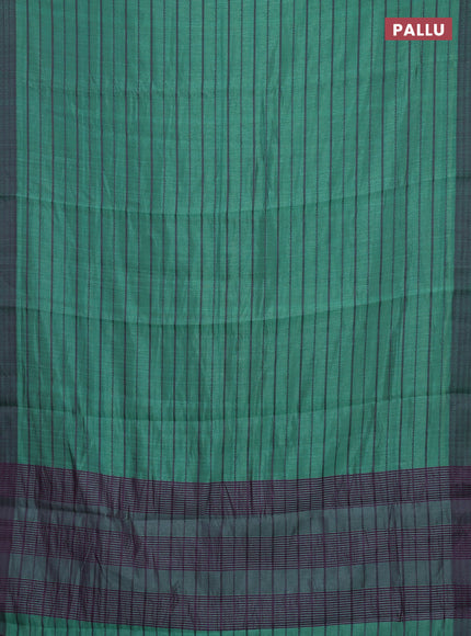 Teal Green & Purple Semi Raw Silk Saree