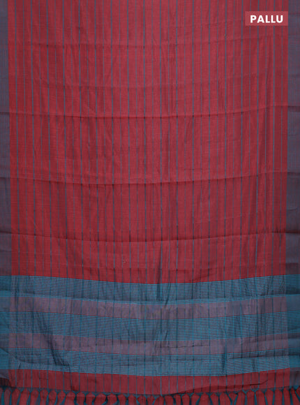 Maroon & Teal Blue Semi Raw Silk Saree