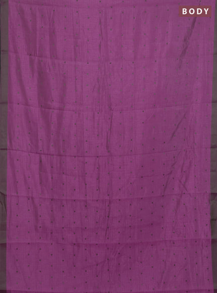 Magenta Pink & Green Semi Raw Silk Saree