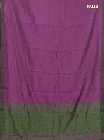Magenta Pink & Green Semi Raw Silk Saree