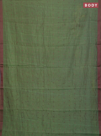Green & Pink Semi Raw Silk Saree
