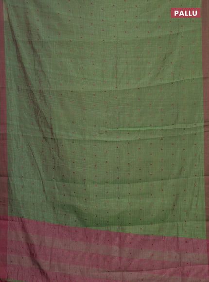 Green & Pink Semi Raw Silk Saree