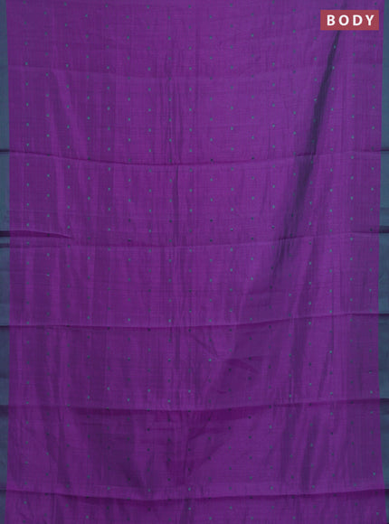 Purple & Teal Green Semi Raw Silk Saree