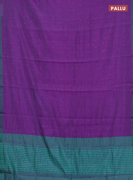 Purple & Teal Green Semi Raw Silk Saree