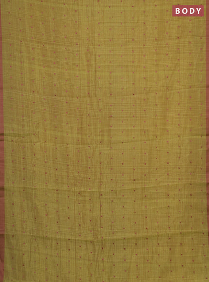 Lime Green & Pink Semi Raw Silk Saree