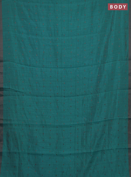 Teal Green & Rust Semi Raw Silk Saree