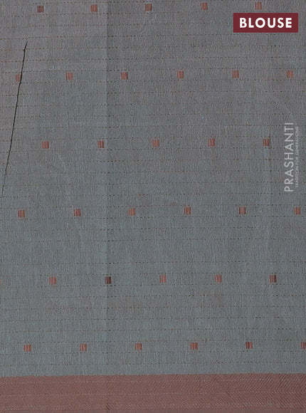 Teal Green & Rust Semi Raw Silk Saree