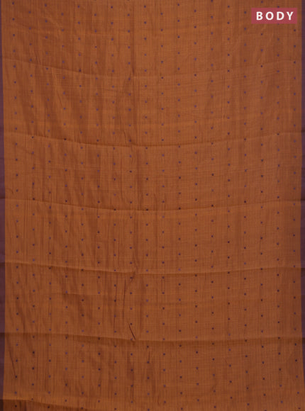 Rust & Violet Semi Raw Silk Saree
