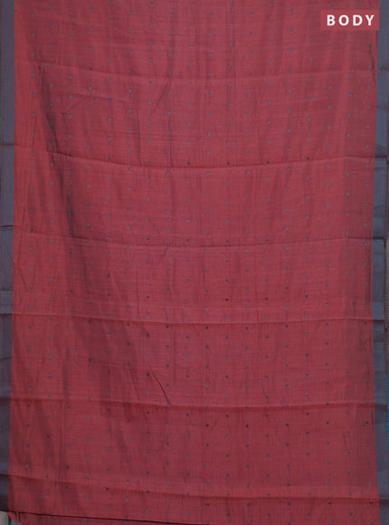 Peach & Teal Blue Semi Raw Silk Saree