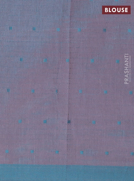 Peach & Teal Blue Semi Raw Silk Saree