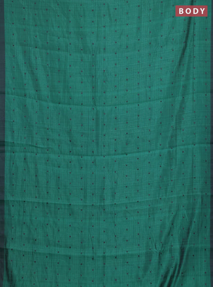 Teal Green & Purple Semi Raw Silk Saree