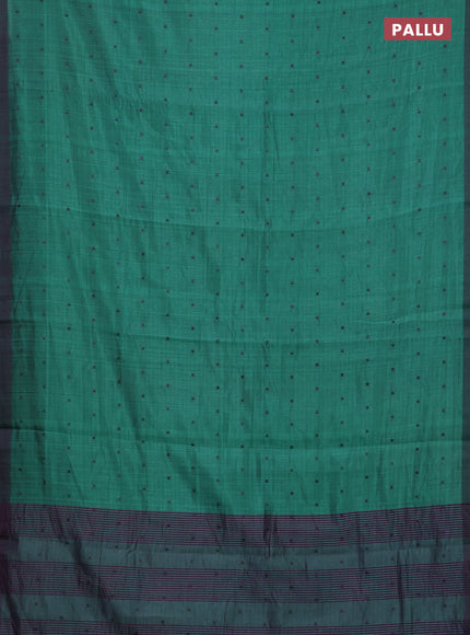 Teal Green & Purple Semi Raw Silk Saree