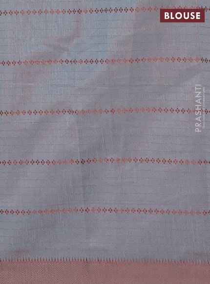 Teal Green & Brown Semi Raw Silk Saree