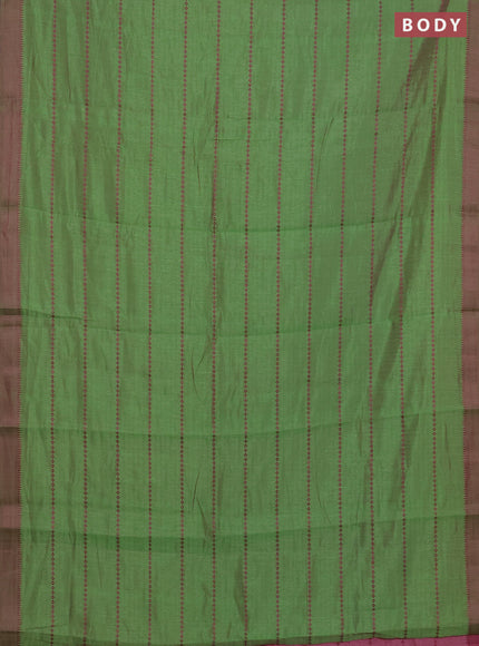 Green & Pink Semi Raw Silk Saree