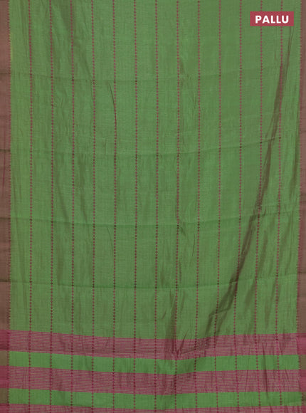 Green & Pink Semi Raw Silk Saree