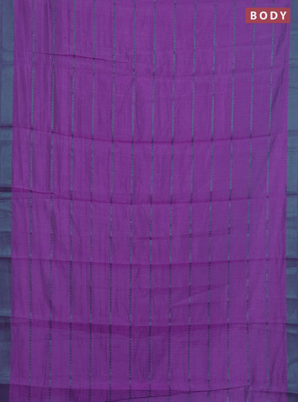 Purple & Teal Green Semi Raw Silk Saree