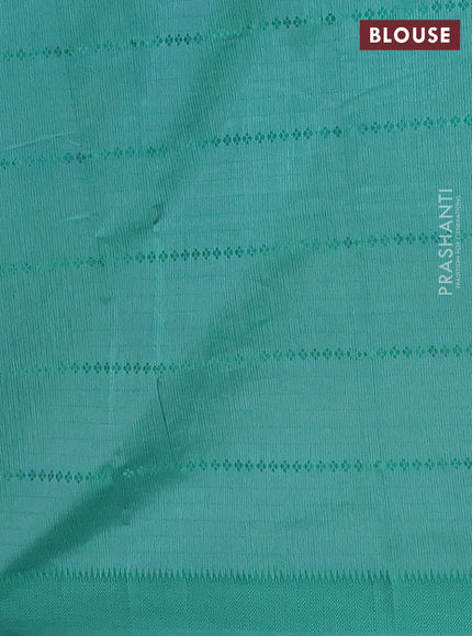 Purple & Teal Green Semi Raw Silk Saree