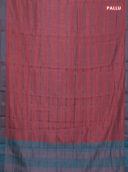 Peach & Teal Blue Semi Raw Silk Saree