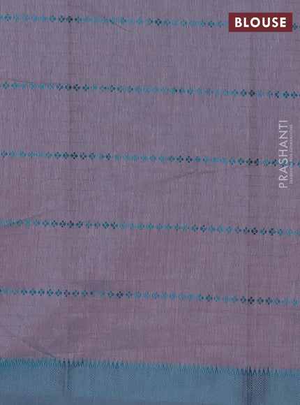 Peach & Teal Blue Semi Raw Silk Saree
