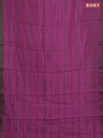 Pink & Green Semi Raw Silk Saree