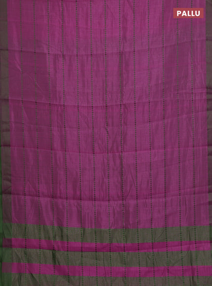 Pink & Green Semi Raw Silk Saree