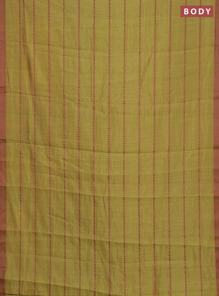 Lime Green & Pink Semi Raw Silk Saree