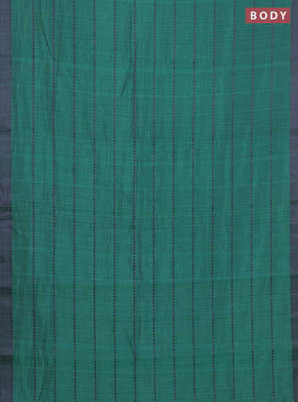 Teal Green & Pink Semi Raw Silk Saree