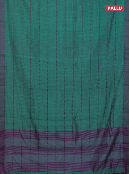 Teal Green & Pink Semi Raw Silk Saree