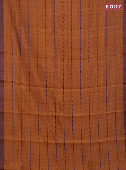 Rust & Blue Semi Raw Silk Saree